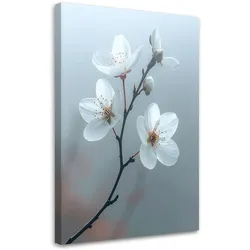 WANDBILD, Zweig mit weißen Blumen