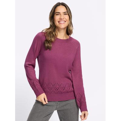 Rundhalspullover CLASSIC BASICS "Langarm-Pullover", Damen, Gr. 42, lila (erika), 100% Polyacryl, unifarben, Pullover Rundhalspullover