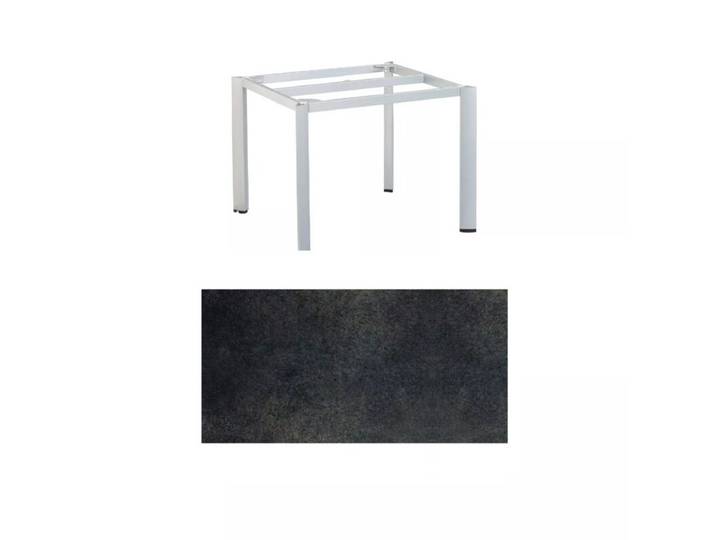 Kettler Edge Gartentisch Aluminium/HPL - Aluminium silber - HPL Titanit anthrazit - 95 × 95 Tischbein mit Höhenausgleich