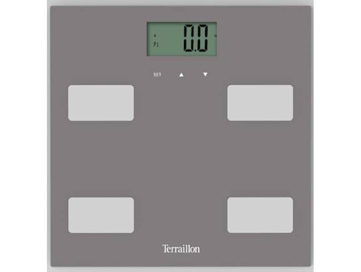 TERRAILLON - CONTROL FIT- Pèse personne électronique\, Impédancemètre\, Analyse des masses graisseuse\, musculaire\, hydrique\, osseuse IMC\, Capacité 160 kg\, Plateau verre\, Gris