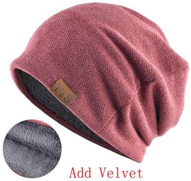 Multicon Wholesale Hub Winter Knitted Skullies Beanies Velvet Soft Turban Hats Fashion Bonnet Hat For Men And Women Hip Hop Beanie red Add Velvet