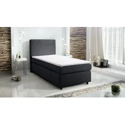 Boxspringbett Hotelbett 90x200 Bonellfederkern Bett Topper Paxos Cordstoff Grau