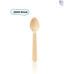 Kaffeelöffel, Holzlöffel Einwegbesteck, 2.000 Stk, gewachst, biologisch abbaubar, 11 cm