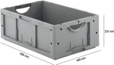 Euro Box Serie LTB 6220, aus PP, Inhalt 41 L, ohne Deckel, grau