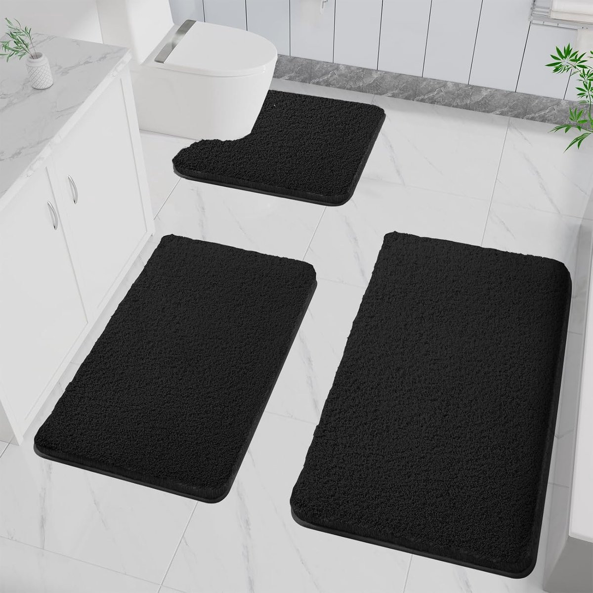 Merkloze antislip badmat van zachte hoogpolige microfiber, waterabsorberend en machinewasbaar voor de badkamer