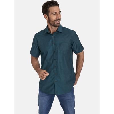 Kurzarmhemd JAN VANDERSTORM "Doppelpack Hemd EVIN", Herren, Gr. XXL, blau (weiß petrol), Obermaterial: 100% Baumwolle CO., unifarben, comfort fit normal, Hemden
