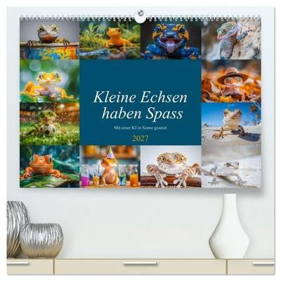 Kleine Echsen haben Spass (hochwertiger Premium Wandkalender 2027 DIN A2 quer), Kunstdruck in Hochglanz