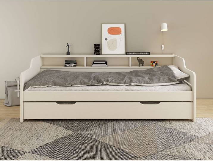 Daybett GOODPRODUCT REETE1 , Stauraum, Funktionsbett, Kinderbett, inklusive Schubkasten , weiss (weiß, weiß), B:110,9cm H:69,4cm L:205,1cm, Daybetten, Daybett, mit Regalen, FSC zertifiziertes Massivholz (Kiefer), Landhausstil
