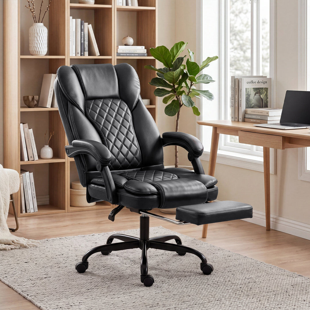 Marlow Home Co. Home Office Chair Reclining Function High Back Black 70cm W X 62cm D