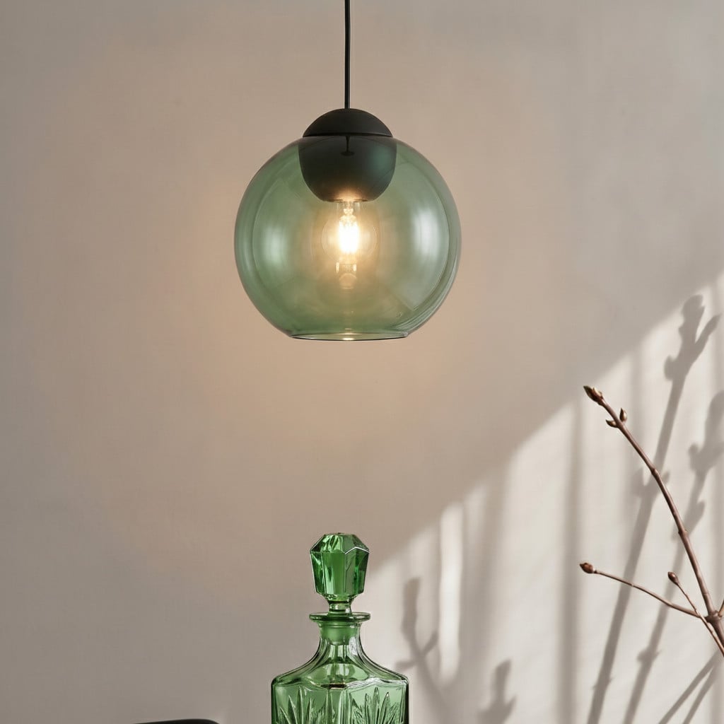 Lyora Design hanglamp Midori groen glas en zwart metaal