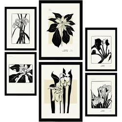 POSTER Set Mit 6 In Schwarzer Tinte Exotisch A3 & A4 Rahmenlos