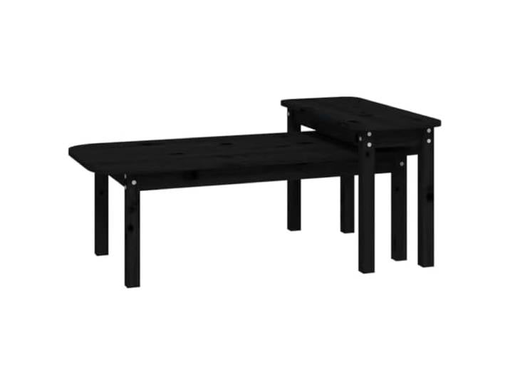 KUTYWEXFM 2-TLG. Couchtisch-Set Schwarz Massivholz Kiefer Satztisch Platzsparende Satztische für Wohnzimmer und Lounge, flexibel ineinanderschiebbar mit natürlicher Holzmaserung.