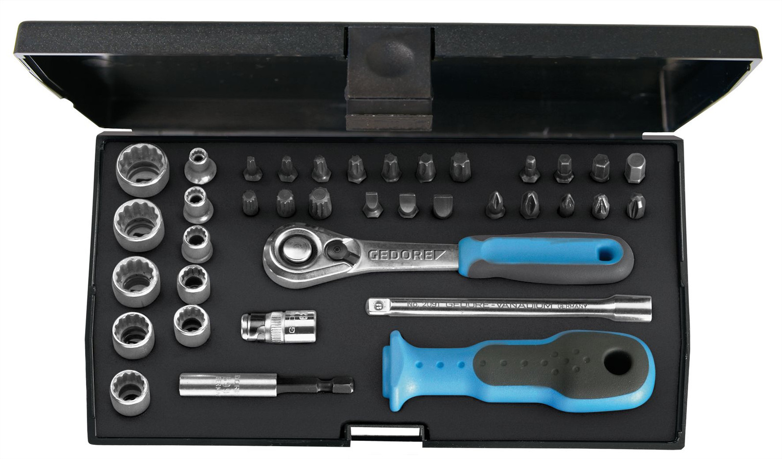 Gedore set doppen en sleutels, 1/4 inch, 37-delig, type D 20 KMU-20