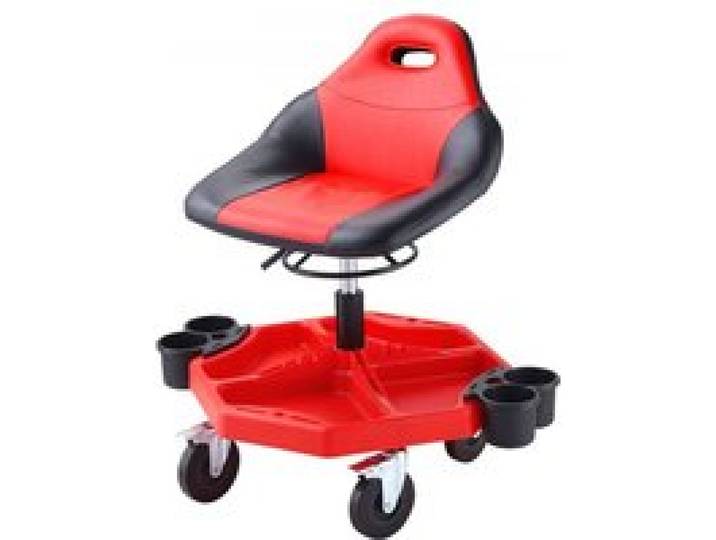 VEVOR Tabouret d'Atelier Mobile Capacité de Charge 136 kg, Tabouret de Mécanicien sur Roulettes Hauteur Réglable 41-53 cm, Siège avec Plateau à Outils, pour Entretien Réparation Automobile Garage