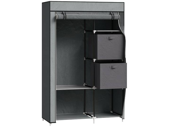 Homcom Stoffschrank, Faltschrank, Dunkelgrau,, Textil, 42.5x162.5x102 cm, Schlafzimmer, Kleiderschränke, Schrankzubehör