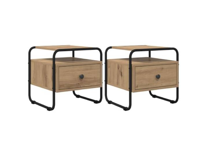 PUGYNBK Nachttisch, 2 Stück, Eiche, Artisan, technisches Holz Geräumige Aufbewahrung, Bodenschoner, modernes Design, pflegeleicht