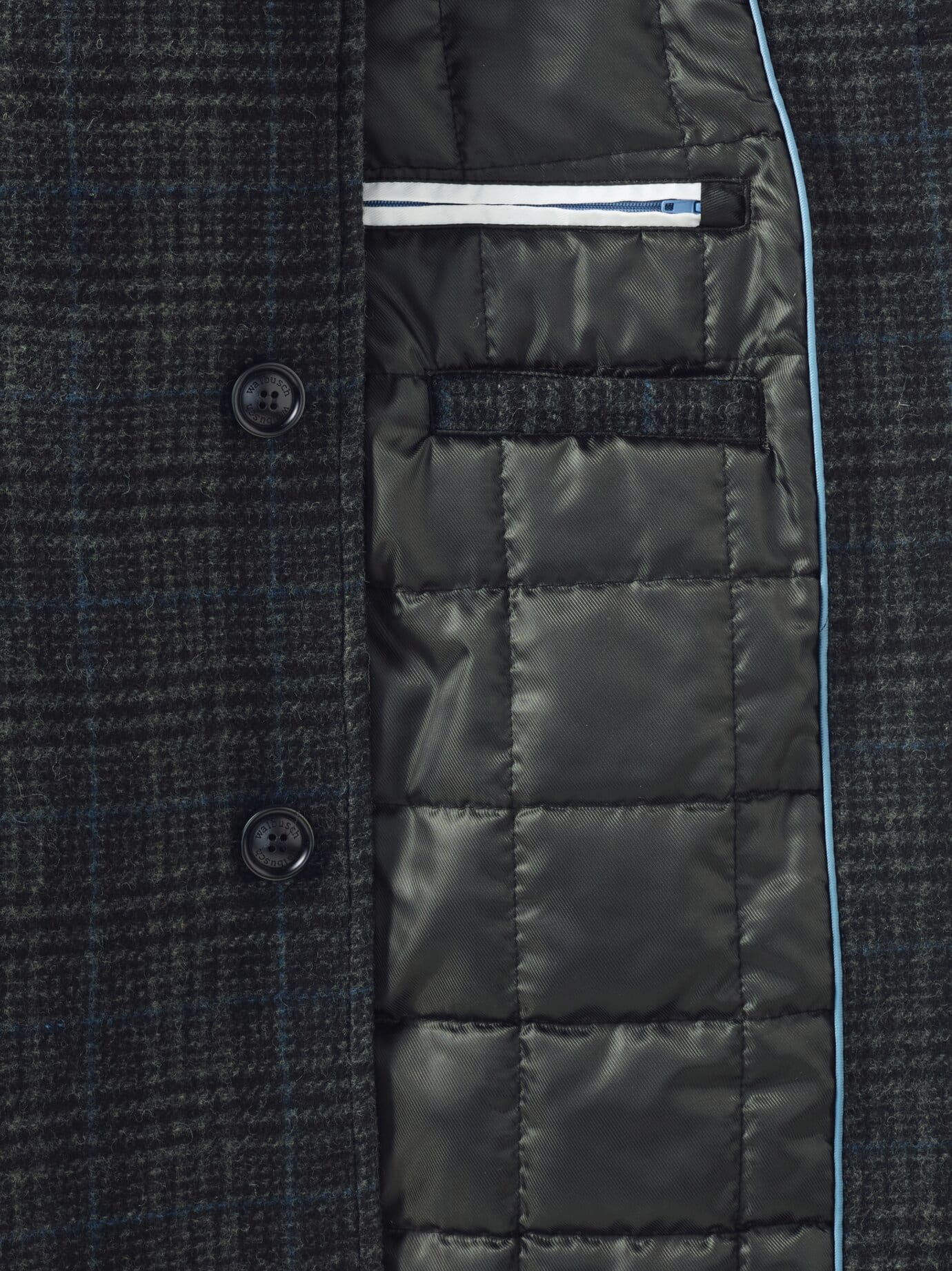 Walbusch Wollmix Cabanjacke Kariert, #normale Größen, Farbe Grau, 48, italienische Wollmischung hochwertiges Gewebe Herren