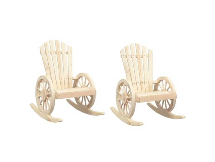 KUTYWEXFM 2er Set Adirondack Schaukelstuhl Massivholz Schwingsessel Gemütliche Schwungbewegung auf Terrasse und Balkon durch ergonomische Sitzform mit rustikalen Armlehnen im Wagenrad-Look.