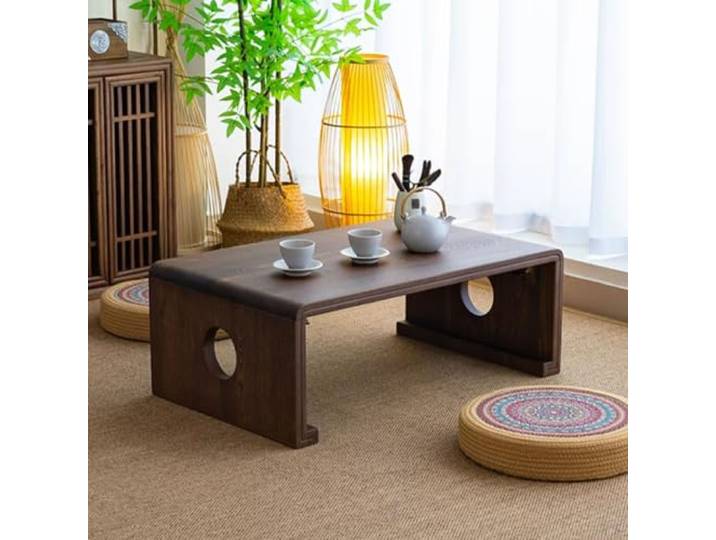 Japanischer klappbarer Bodentisch, Massivholz Teetisch, Kleiner Sofatisch Klappbarer japanischer Bodentisch, Altartisch Meditation,Tatami Couchtisch, Kleiner Teetisch(50cm/19.6in)