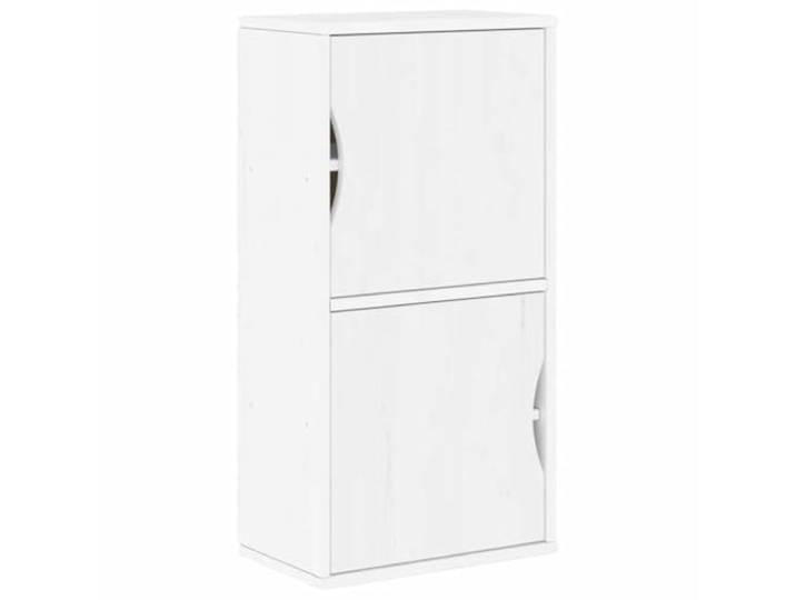 HGFDVCMR Beistellschrank ODDA Weiß 40x24x79 cm Massives Kiefernholz Schmaler Kommodenschrank aus Kiefernholz mit 2 Fächern für Schlafzimmer, Wohnzimmer und Flur. Kompakt und stilsicher.