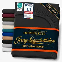 EXKLUSIV HEIMTEXTIL Jersey Spannbettlaken Deluxe 120 x 200 cm Schwarz