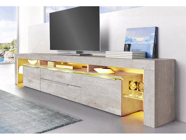 Lowboard BORCHARDT MÖBEL Lima , grau (beton), Sideboards, Lowboard, Breite 220 cm