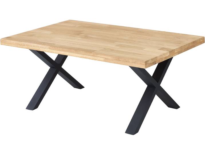 Couchtisch STOLKOM Chris Wohnzimmertisch Eiche Massivholz, BxHxT 110x47x70 cm , braun (eiche massiv, schwarz, eiche massiv), H:47cm, Tische, Couchtisch, Gerade Kante, Industrial Style Eiche Massivholz
