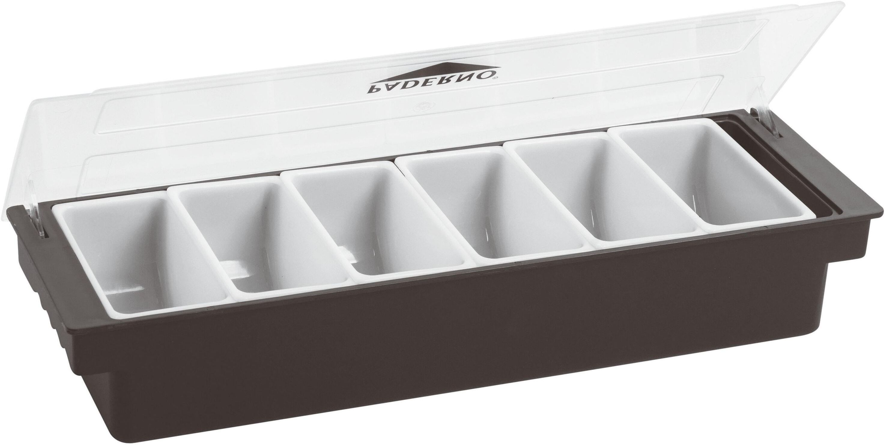 Servierplatte "Paderno 49 cm x 15 cm 6 Behälter", schwarz-weiss (schwarz, weiß), B:15cm H:9cm, Kunststoff, Servierplatten, Servierplatte schwarz, weiß B/H/L: 15cm x 9cm