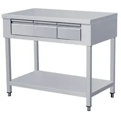 Ristoattrezzature Edelstahltisch auf Beinen mit 3 Schubladen und Bodenplatte 150x60x85h cm - VS