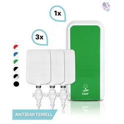 SET: Schaumseifenspender SENSOR, berührungslos Blanc Cosmos versch. Farben+3x 1-Liter Schaumseife antibakteriell - PRODUKTSET