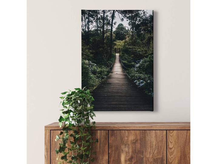Impression sur toile Forest Road Polyester PVC / Épicéa Vert 50 x 70cm