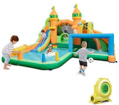 Costway Kids Inflatable Water Slide for Yard Lawn with 735W Blower