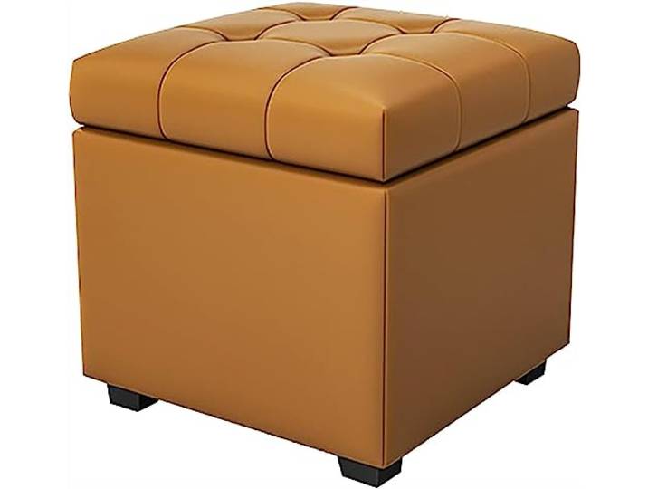 ANDRAX Modern Sitzhocker Prämie Würfel Leder Mit Stauraum Fußstütze Hocker Mit Stauraum Für Lebend Zimmer Schlafzimmer Eingangsbereich Korridor-Braun 40x40x42cm (Braun)
