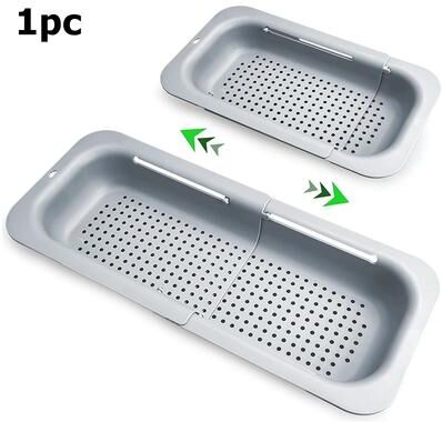 Discount Dollar Deals Home Colander Over The Sink, Kitchen Sink Strainer Basket, Collapsible Colander For Vegetables Fruits Pasta gray