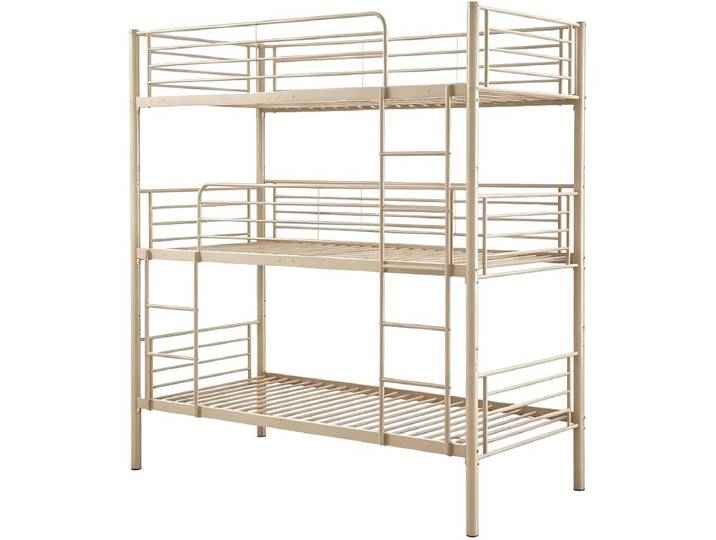 Lit superposé en métal triple HAVIN - 90 x 190 cm - Taupe