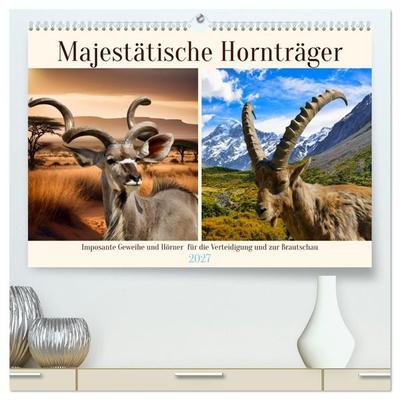 Majestätische Hornträger (hochwertiger Premium Wandkalender 2027 DIN A2 quer), Kunstdruck in Hochglanz