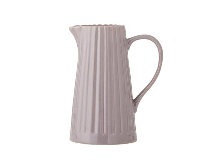 Latina Krug 1,2l – Steingut Wasserkrug mit vertikalen Linien – Eleganter Keramikkrug mit Griff – Hochwertige Kanne für Wasser, Saft & Milch – Spülmaschinengeeignet & einzigartiges Design (Rose)