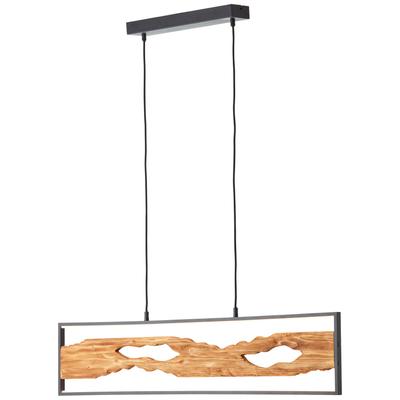 BRILLIANT LED Pendelleuchte "Chaumont", schwarz (schwarz, holz), B:8,5cm T:100cm, Leuchten, Breite 100 cm, 2300 lm, kürzbar, Aluminium/Metall/Holz, schwarz/holz, LED Pendelleuchte