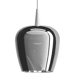 Zafferano Pendelleuchte Bilia 230V LED 8W 3000K, mundgeblasener Borosilikatglasdiffusor, weiß-silberfarben, Durchmesser 18 cm