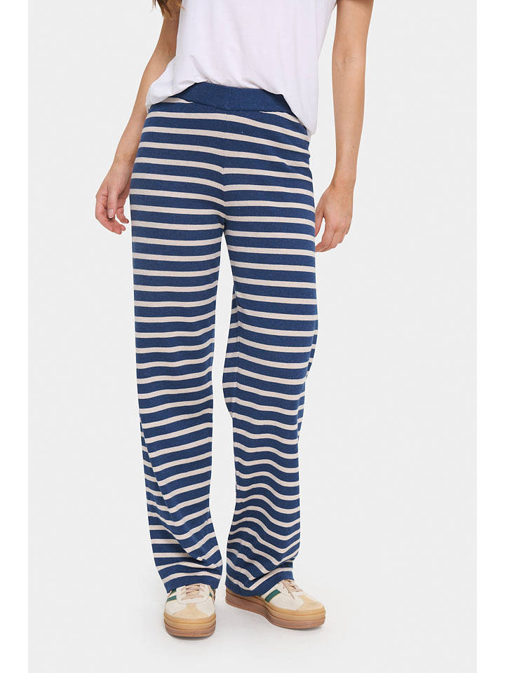 SAINT TROPEZ Hose in Blau/ Weiß - XS