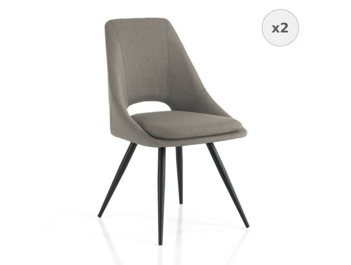 Lot de 2 chaises tissu gris coussin déhoussable