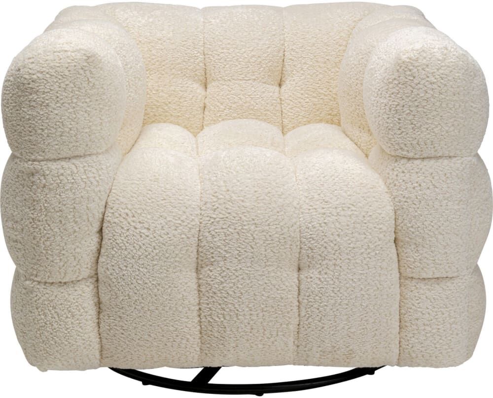 Kare Design Fauteuil cubique pivotant en polyester bouclé crème Beige 95x70x86cm