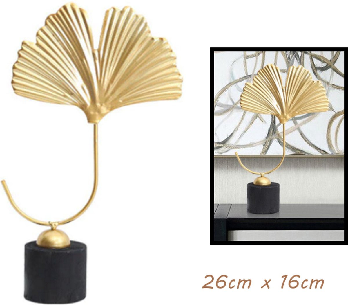 Erik Kuster Style Gouden bladeren beeld decoratie B: 26 cm, D: 16 cm