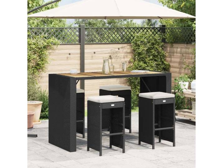 Tabourets de bar de jardin et coussins lot de 4 résine tressée tabouret tabouret de bar extérieur chaise de bar 368689