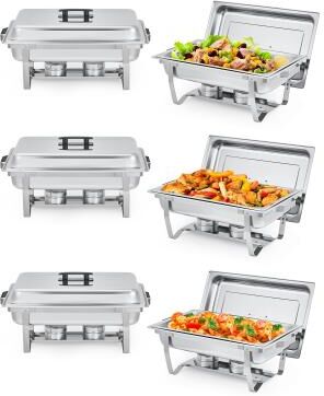 Garvee 2/4/6 Pack Chafing Dishes for Buffet, 8QT Stainless Steel Buffet Servers and Food Warmers