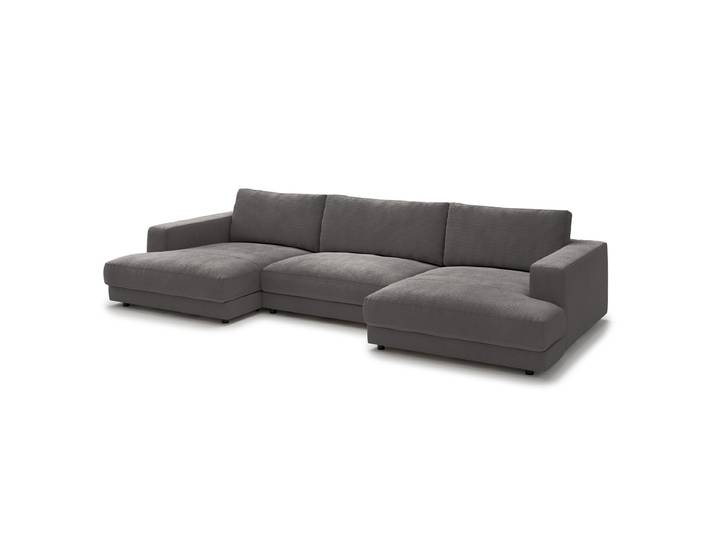 Wohnlandschaft Grau Cordstoff Catia 170cm Gleichschenklig Modern Polyurethanschaum