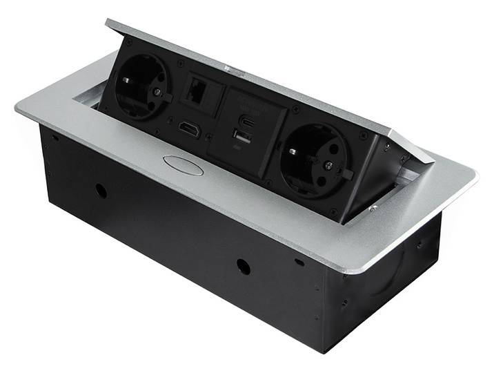 Multiconnecteur Atom 26 A+C pour bureau - EU - Peint en aluminium - Acier et Plastique et Zamak.