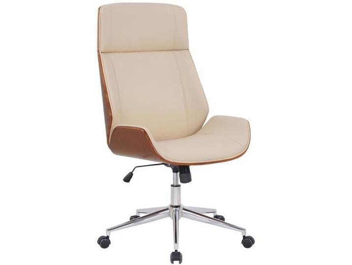 Fauteuil de bureau - BUR10454 - Similicuir crème - Dossier haut - Hauteur réglable