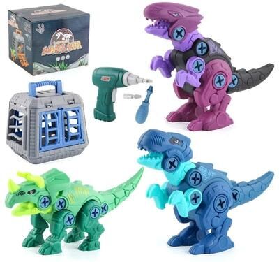 Uplift Picks DIY T Rex Dinosaur Building Block Toy With Mini Electric Drill For Kids 1