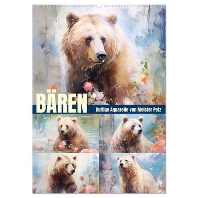 Bären. Duftige Aquarelle von Meister Petz (Wandkalender 2027 DIN A2 hoch), CALVENDO Monatskalender